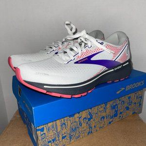 🔥 BROOKS New Women's Brooks Ghost 14 Running Shoes in white/purple/coral